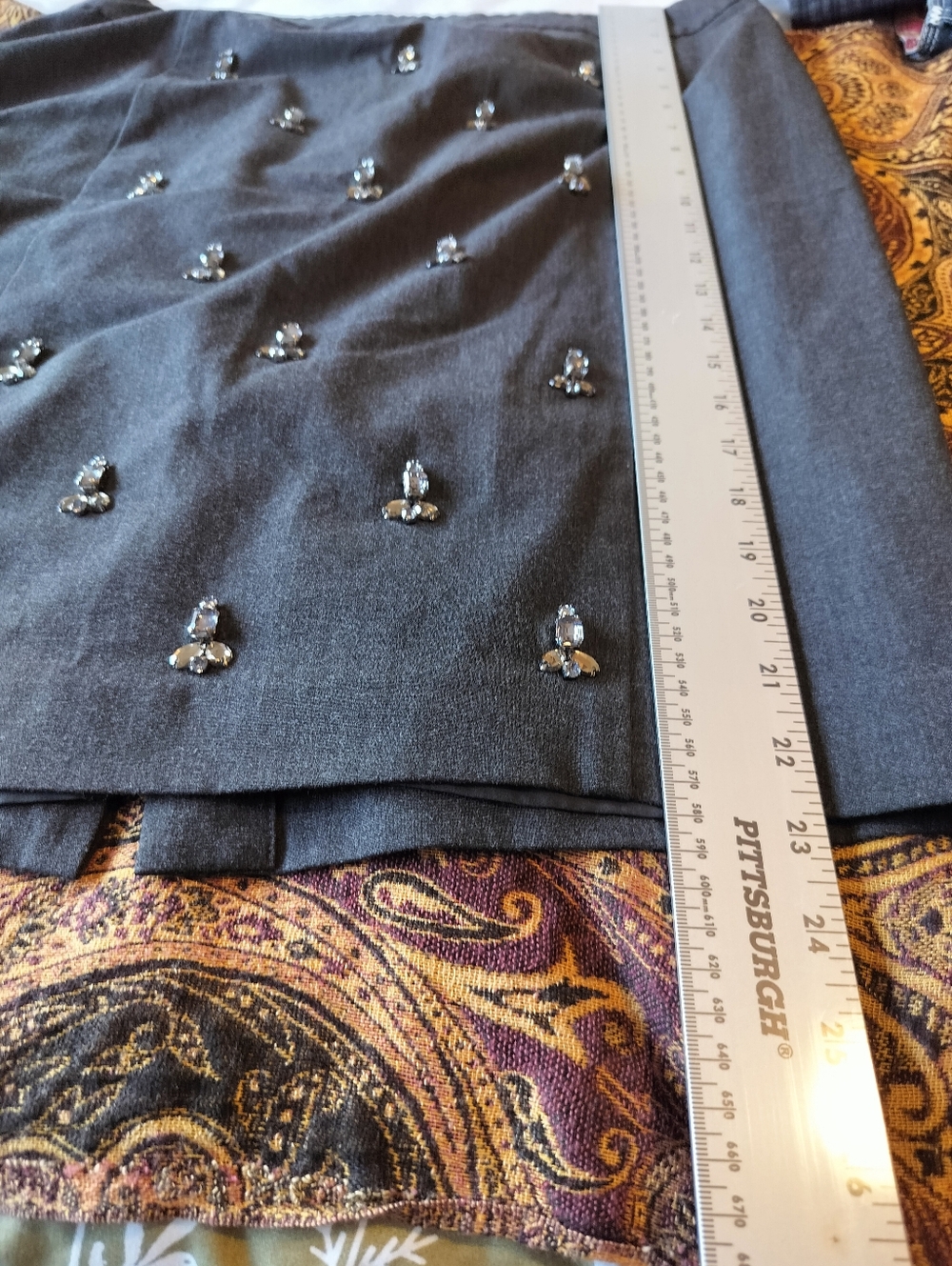 Ann Taylor Women's 12 Charcoal Pencil Skirt with Beaded Accents - Picture 7 of 7